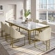 preview thumbnail 50 of 58, Modern Marble Dining Table with White Rectangular Tabletop Gold Stainless Legs, Dining Room Table