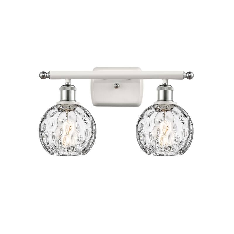 Innovations Lighting Athens Water Glass 2 Light 16" Bath Vanity Light - White and Polished Chrome