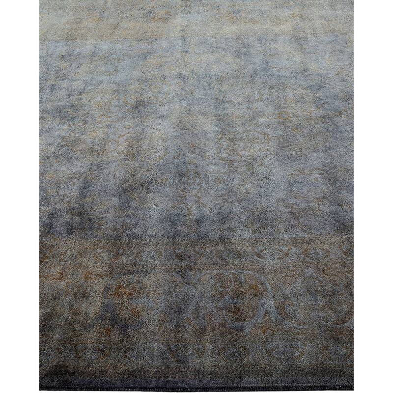 Overton Hand Knotted Wool Vintage Inspired Modern Contemporary Overdyed Gray Area Rug - 5' 3" x 8' 2"