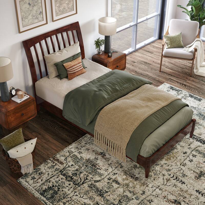Orleans Solid Wood Low Profile Sleigh Platform Bed