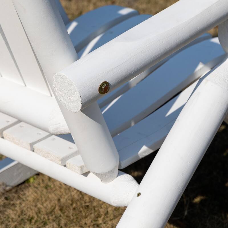 Outsuuny Adirondack Rocking Chair with Slatted Design and Oversize Back for Porch, Poolside, or Garden Lounging