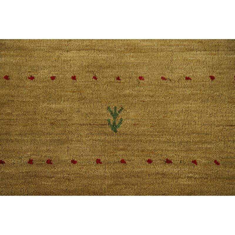 Green Tribal Gabbeh Indian Rug Hand-Knotted Wool Carpet - 3'3" x 5'1"
