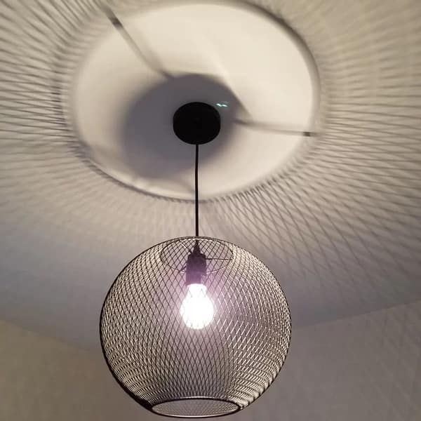 slide 2 of 4, Black Sphere Mesh 1-Light Pendant