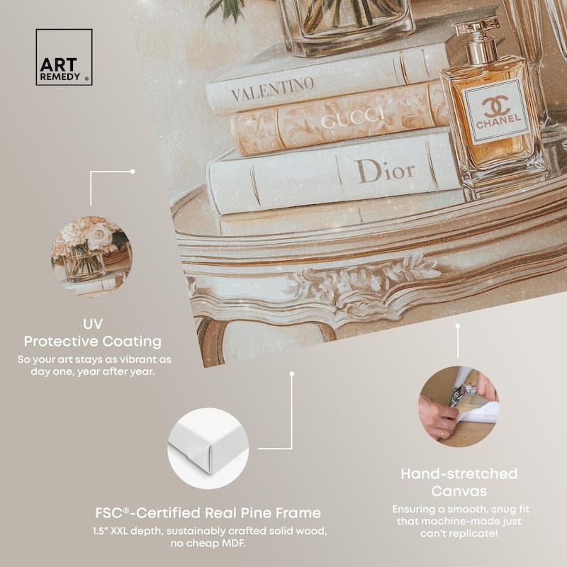 Mirror and Classy Glam Books Canvas by Art Remedy, Gallery Wrapped