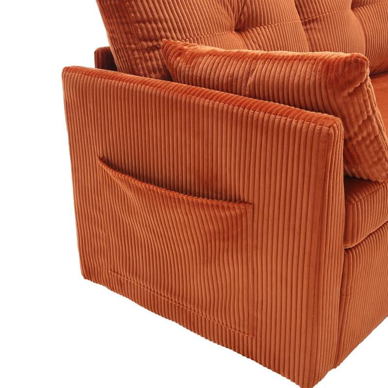 Orange 81.1'' L-Shaped Fabric Sofa: Reversible Chaise, Storage, Solid Wood Frame, and Foam Seating