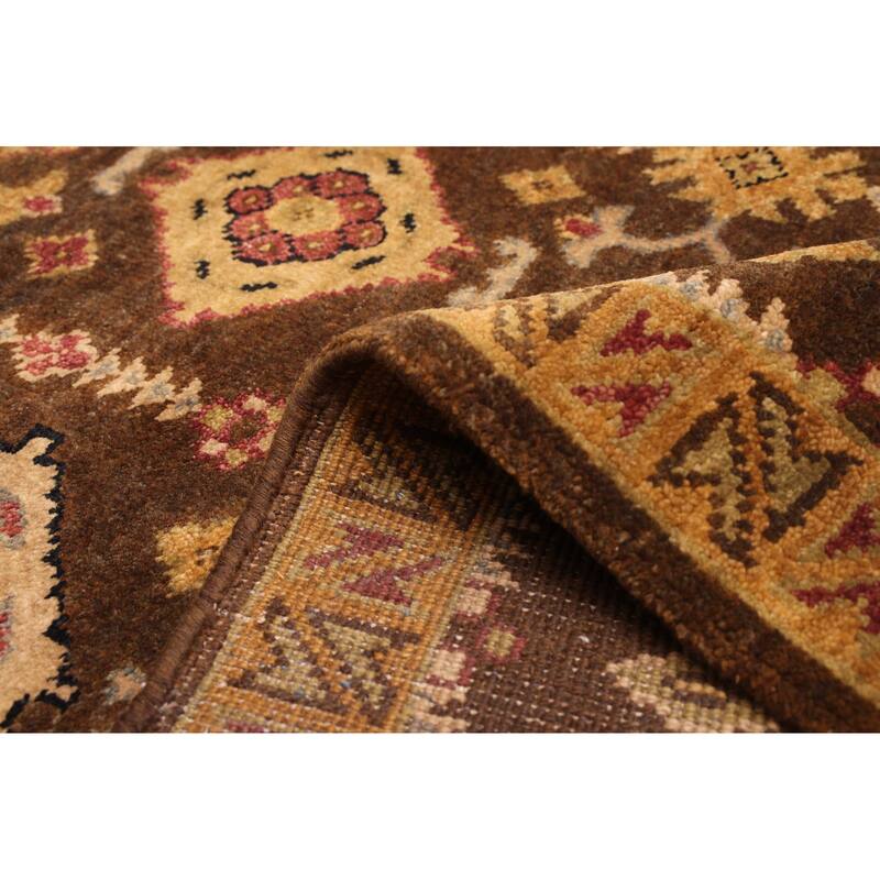 ECARPETGALLERY Hand-knotted Finest Agra Jaipur Dark Brown Wool Rug - 7'8 x 9'7