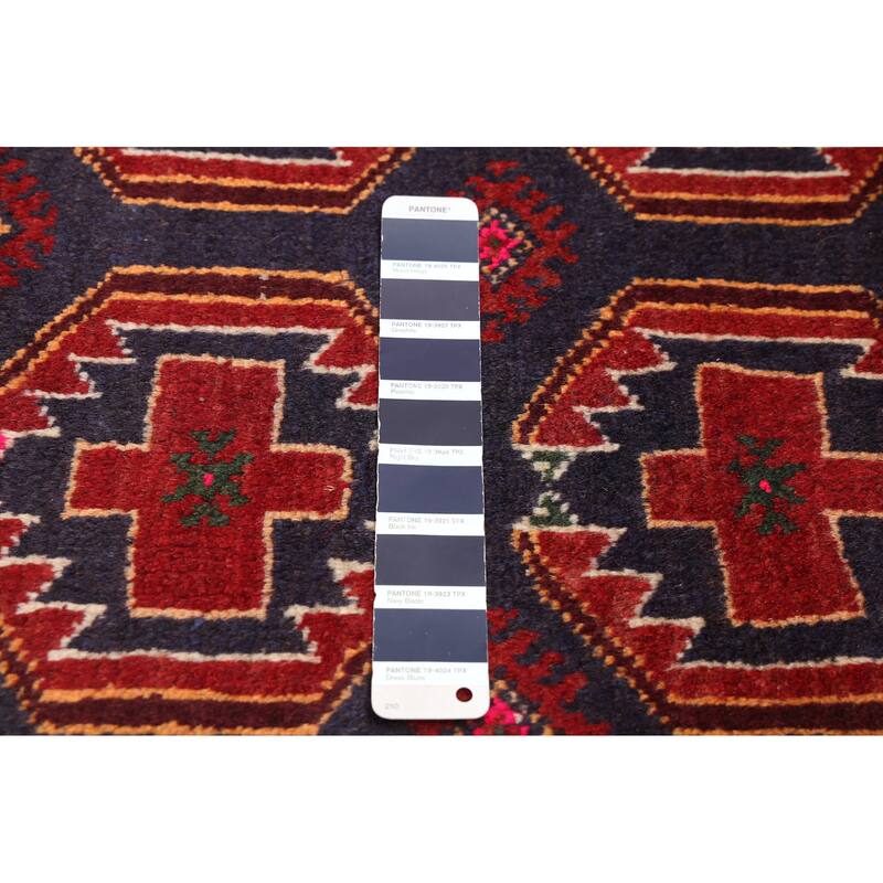 ECARPETGALLERY Hand-knotted Baluch Dark Navy, Red Wool Rug - 3'2 x 5'6