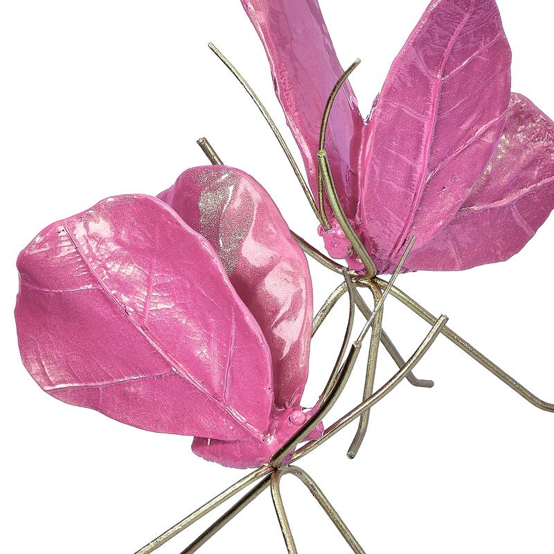 5" Resin And Metal Pearlized Butterfly Set of 2