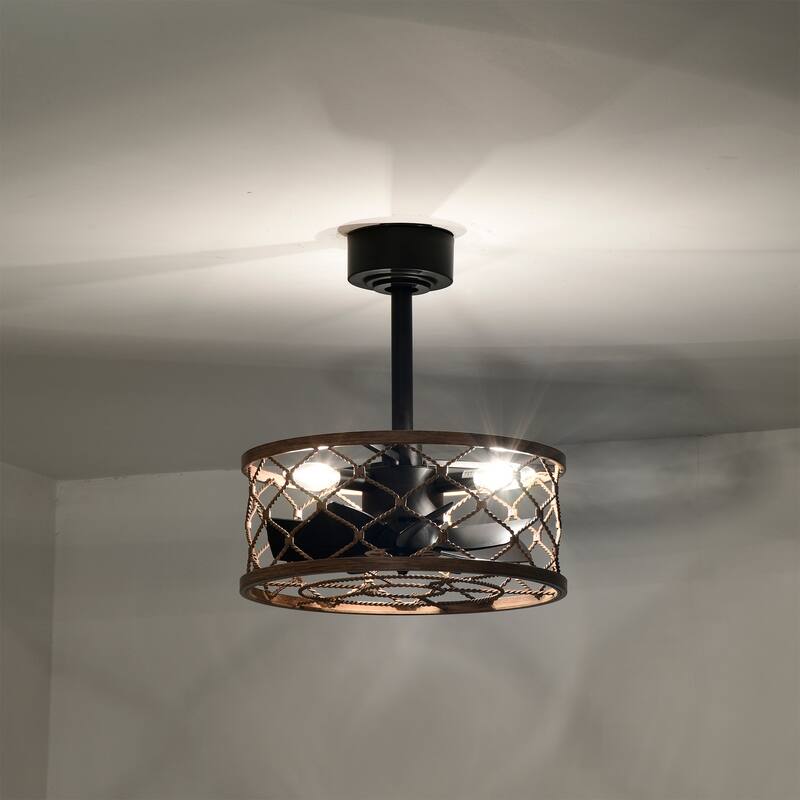 16 Inch Modern Wood Grain Fandelier