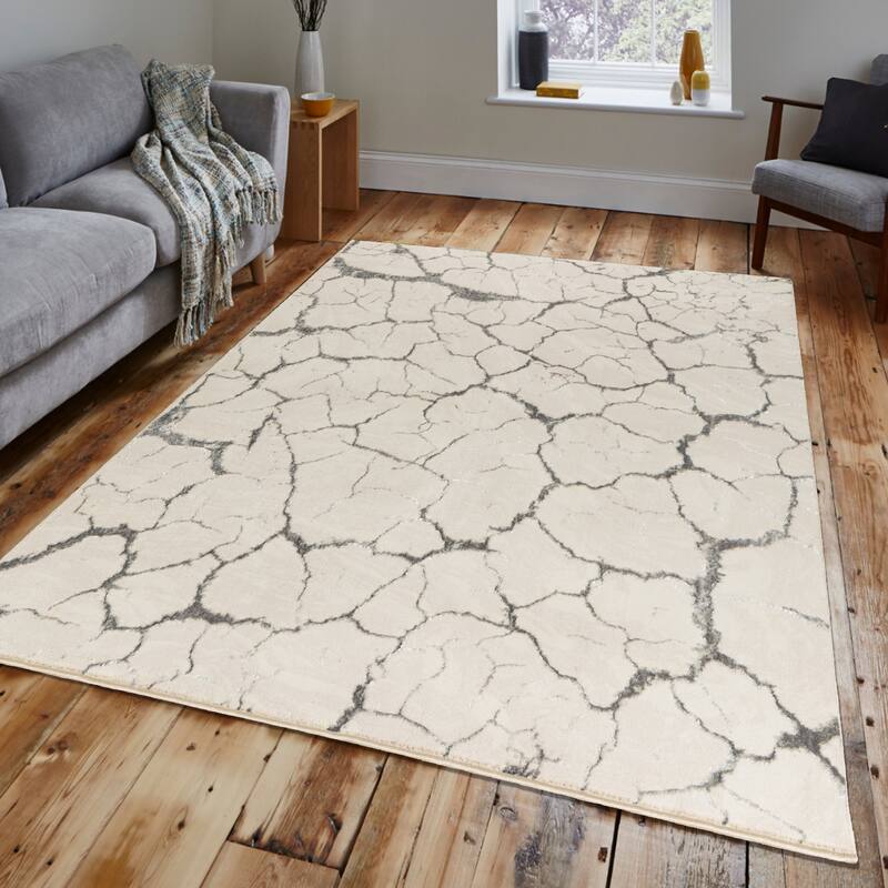 Maz Collection Beige/Gray Contemporary Area Rug