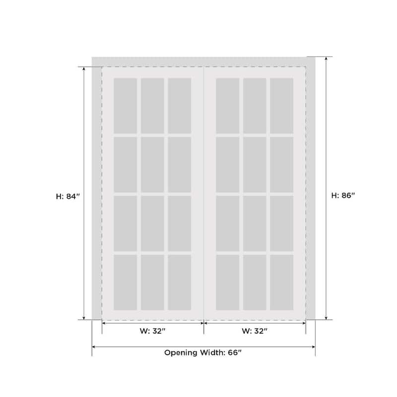 Interior Solid French Double Doors / Mela 0716 Painted White / Wood Interior Solid Panel Frame / Closet Bedroom Modern Doors