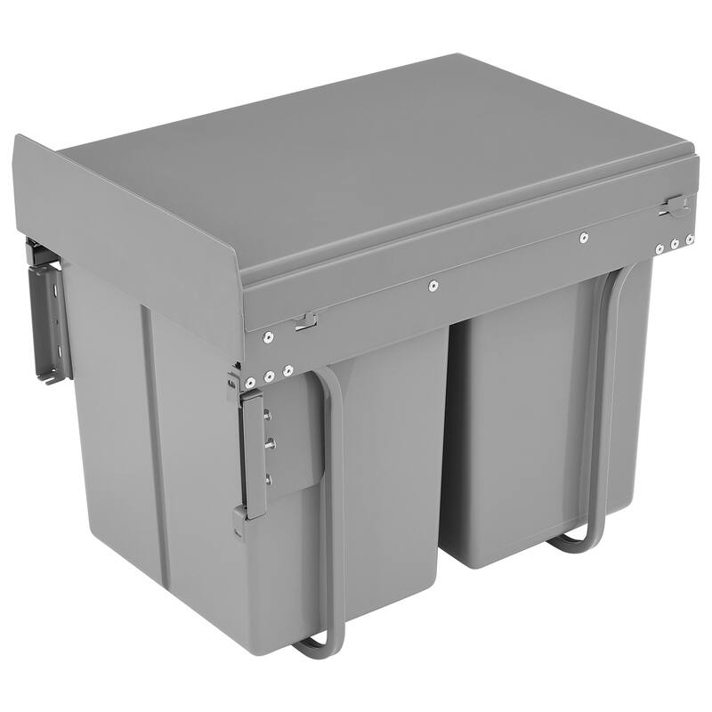 Under Cabinet Pull-Out Trash Can, 40L (20L+20L) Double Bin Kitchen Garbage Can with Soft-Close Slides