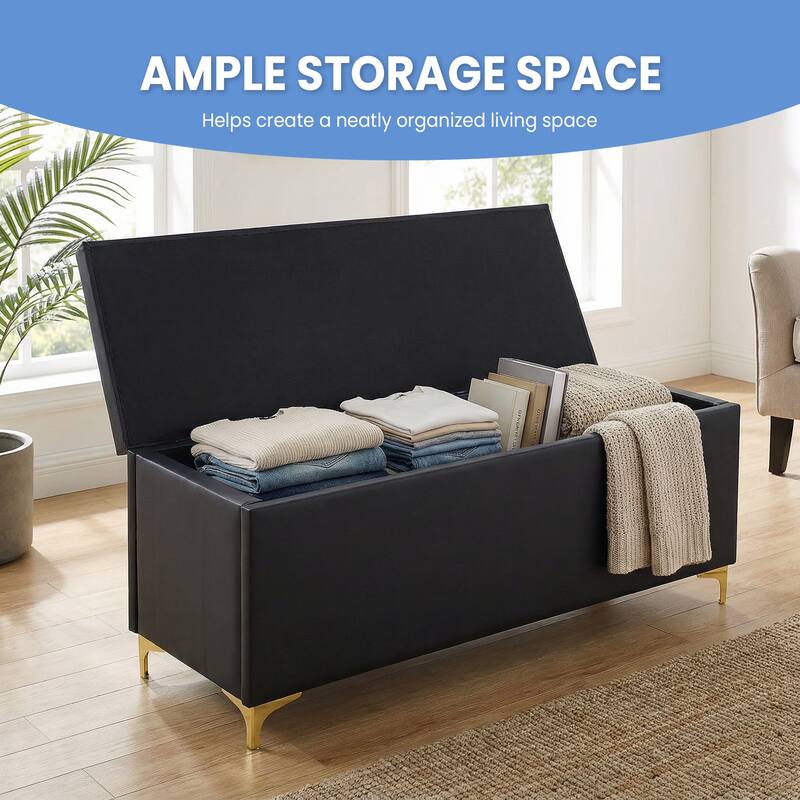 Heavy Duty 660lb Capacity Folding Storage Ottoman Bench