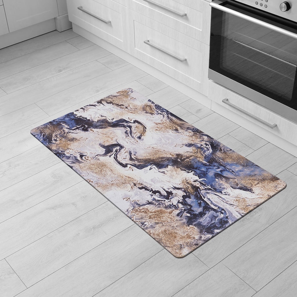 Contemporary Abstract Cushioned Anti Fatigue Standing Kitchen Mat