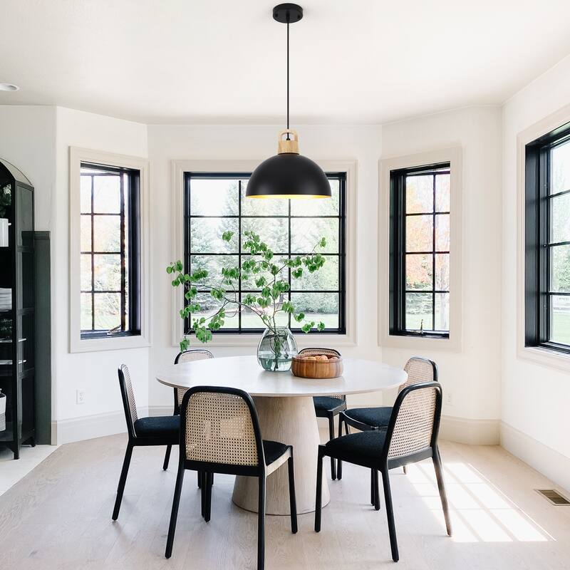 1-Light Rustic Hanging Pendant Light with Metal Shaded for Kitchen Island