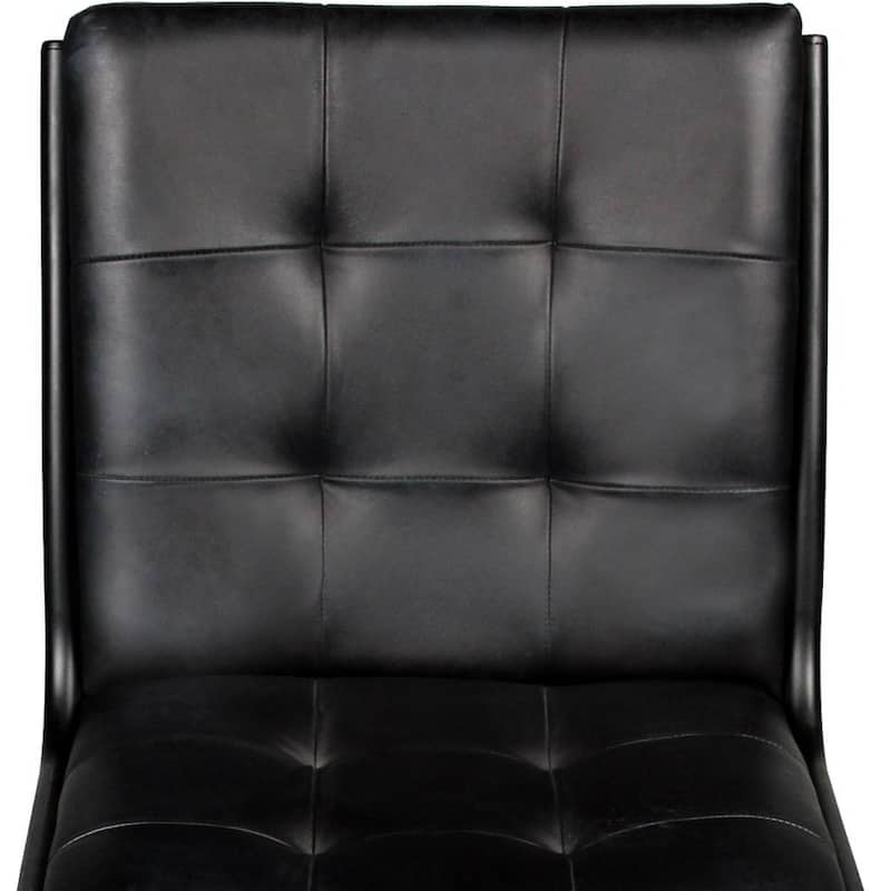 Modern Tufted Leather Dining Chair with Black Metal Legs - 25" x 22" x 34"