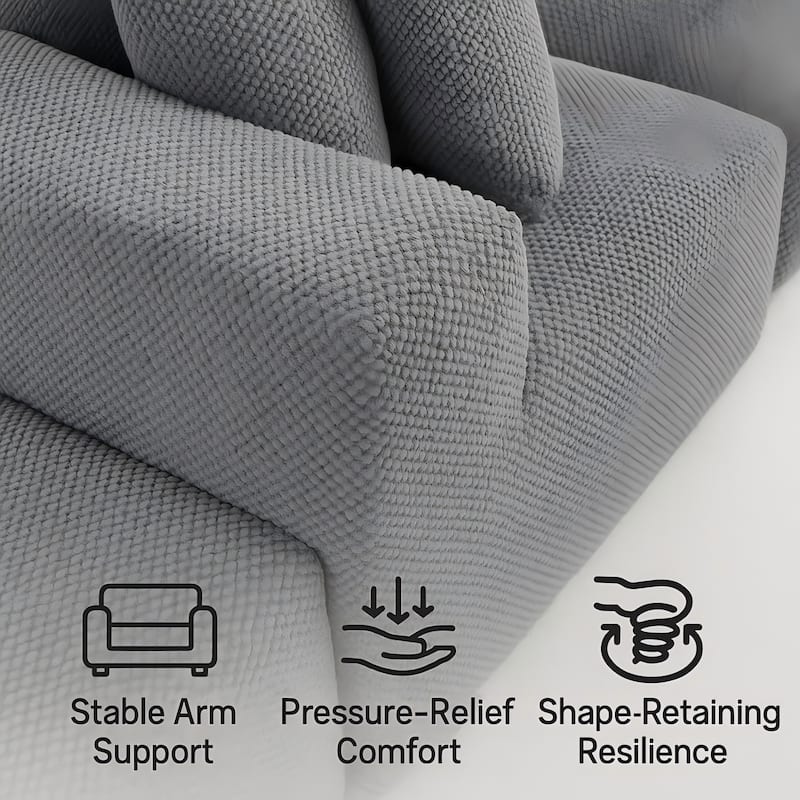 111" Modular Sectional Sofa with All-Foam Construction, Textured Upholstery and 6 Pillows, Low-Profile Couch for Living Room