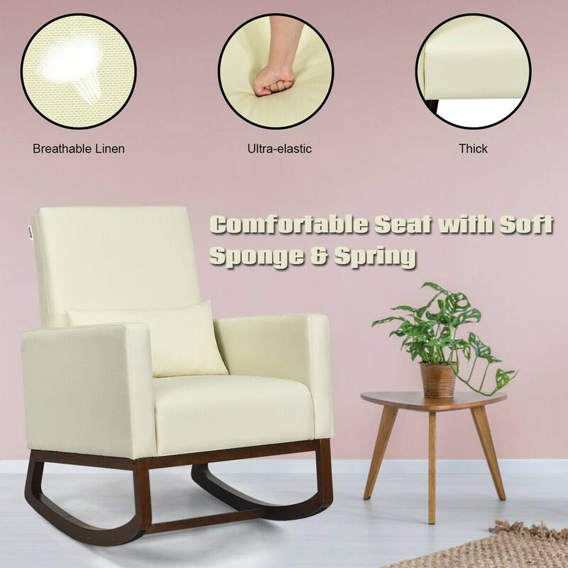 Gymax 2-in-1 Fabric Upholstered Rocking Chair Nursery Armchair with - See Details
