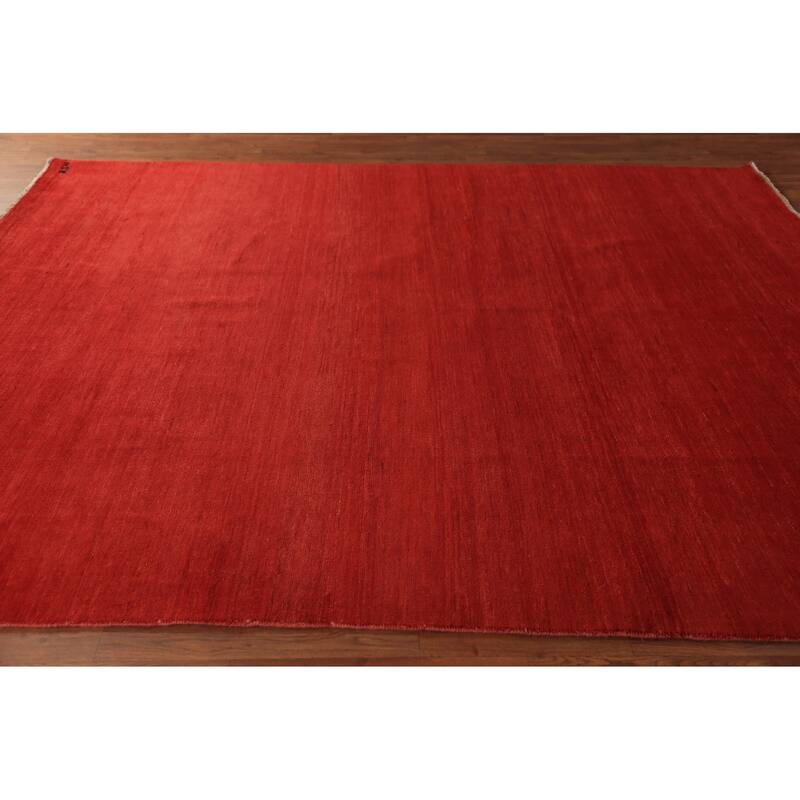 Red Gabbeh Oriental Area Rug Handmade Wool Carpet - 8'2" x 9'8"