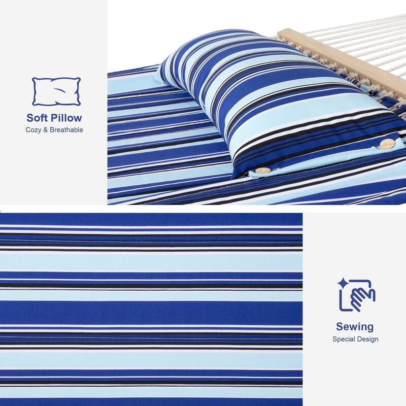 Double Spreader Bar Hammock With 13.5 ft. Wooden Stand - 162*55.1*48.8