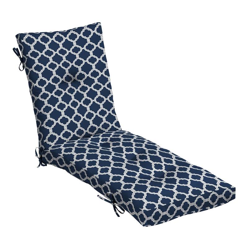 ARDEN earthFIBER Outdoor Tufted Chaise Cushion, 22 x 76 - Sapphire Blue Garden Trellis