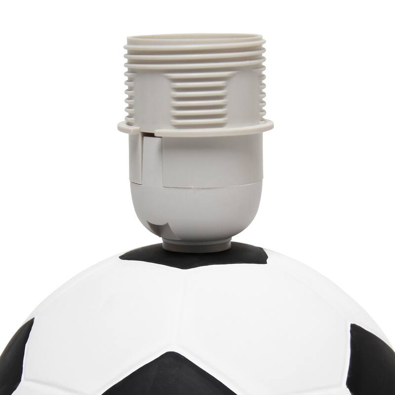 10.7 in. White and Black Finish Soccer Ball Table Lamp with White Shade, Sturdy Table Lamp for Living Rooms and Bedrooms