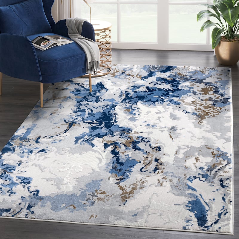 Abani Rugs Regal REG100A Grey Blue Transitional Abstract Area Rug - 6' x 9' - Grey