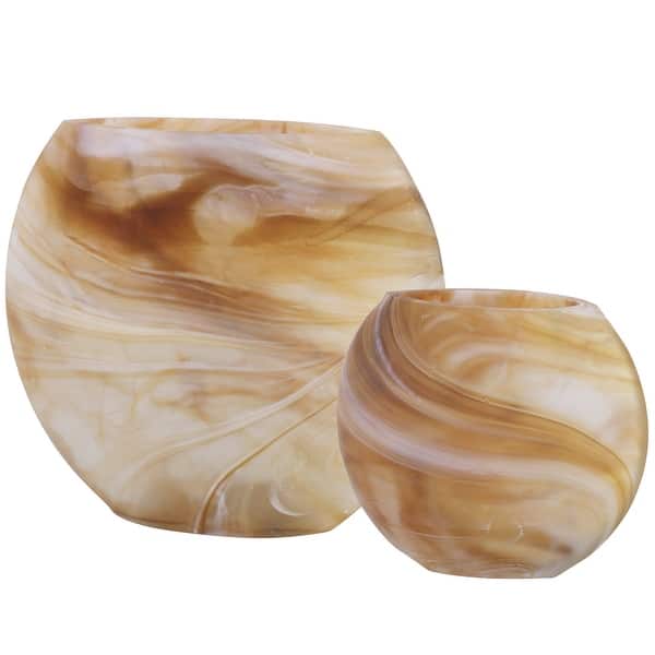 slide 2 of 4, Uttermost Fusion Swirled Caramel & Ivory Vases, Set/2