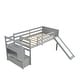 preview thumbnail 9 of 7, Gray Twin Size Solid Wood Low Loft Bed with Stairs and Slide