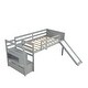 preview thumbnail 4 of 15, Twin Size Multiple Functional Low Loft Bed with Stairs and Slide for Home