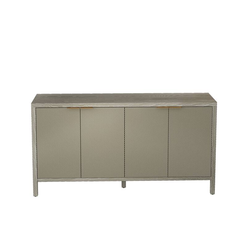 Modern 59-Inch Sideboard Buffet Cabinet with Embossed Doors and Adjustable Shelves for Stylish Home Storage