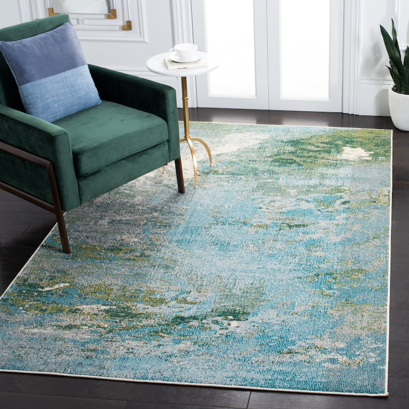 SAFAVIEH Madison Lawanda Modern Abstract Rug - 12' x 15' - Light Blue/Green