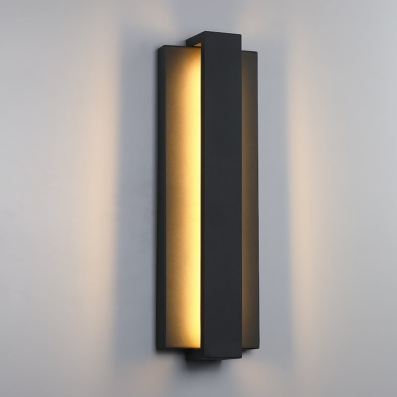 Black Modern/Contemporary LED Outdoor Wall Light Lantern Sconce-Wall Washer - 18.7" H