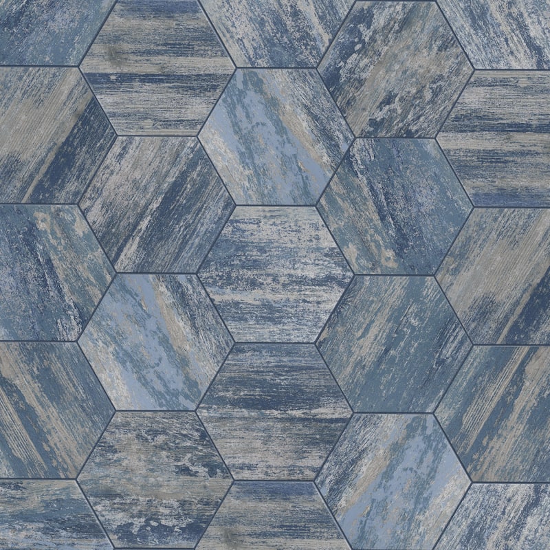 Merola Tile Cassis Hex Blue 8-5/8" x 9-7/8" Porcelain Floor and Wall Tile