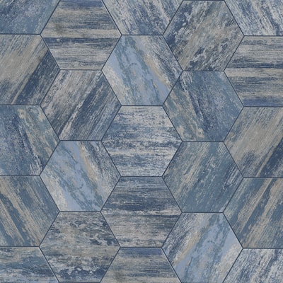 Merola Tile Cassis Hex Blue 8-5/8" x 9-7/8" Porcelain Floor and Wall Tile