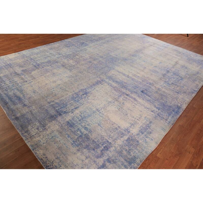 Abstract Indian Rug Hand-Knotted Multi-Color Wool Carpet - 8'11"x 11'11"