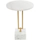 preview thumbnail 3 of 8, White Marble Geometric Accent Table with Gold Metal Rectangular Stand