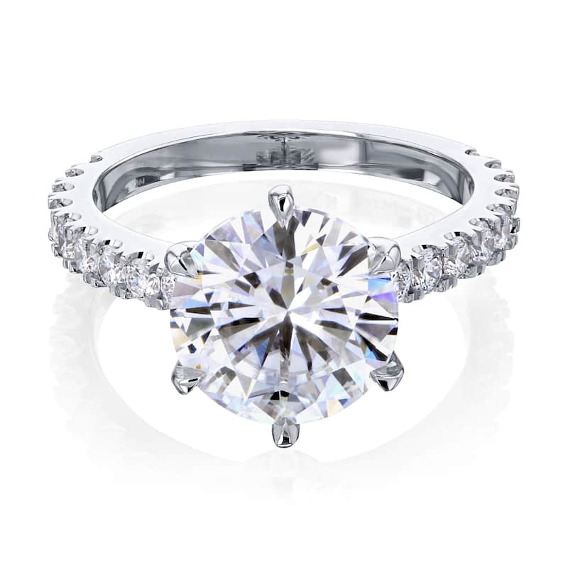 Kobelli 3.6 Carats Moissanite & Lab Grown Diamond 14k Solid Gold Round 6-Prong Tulip Tiffany Engagement Ring