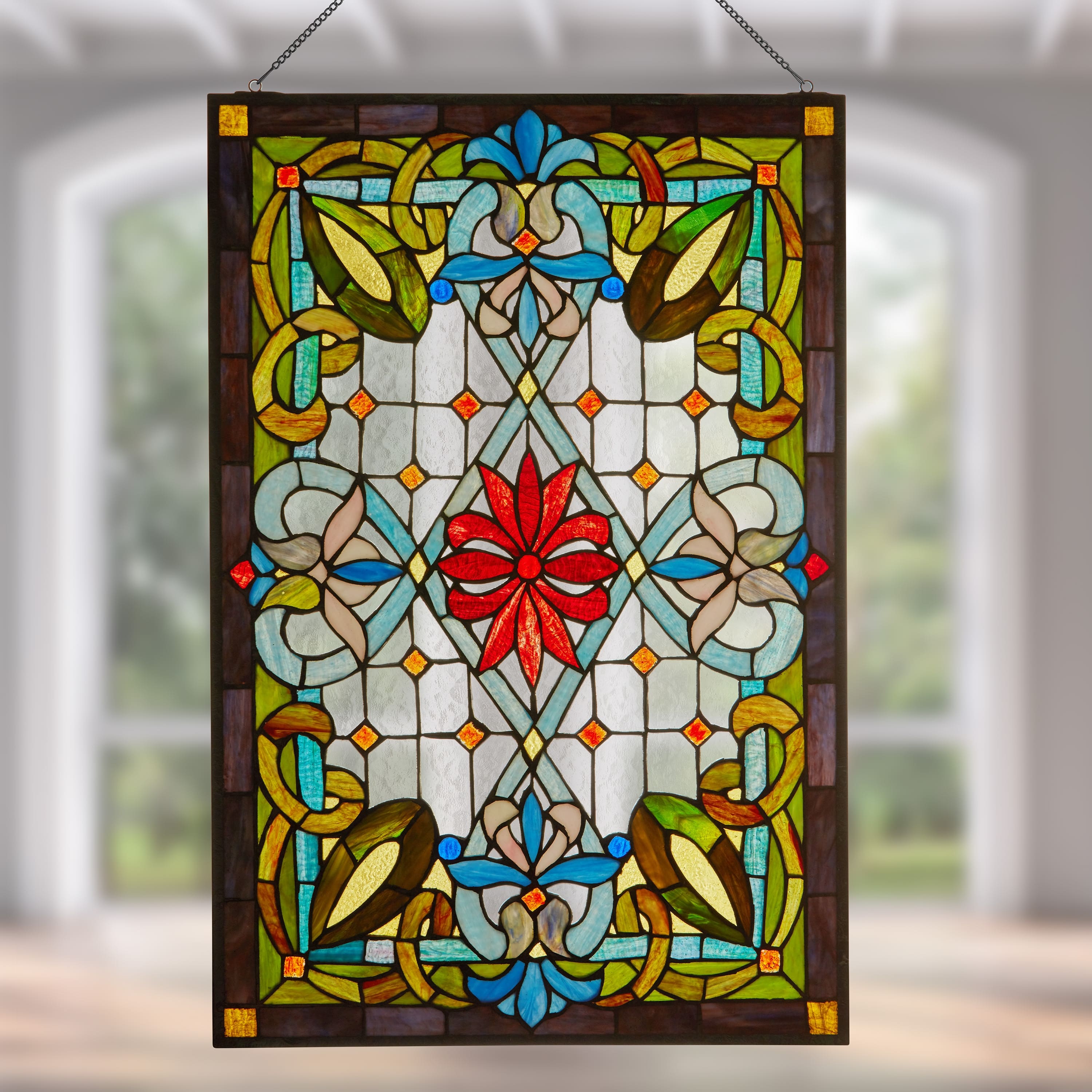 Multicolor Traditional Geometric Flourish River of Goods Stained Glass