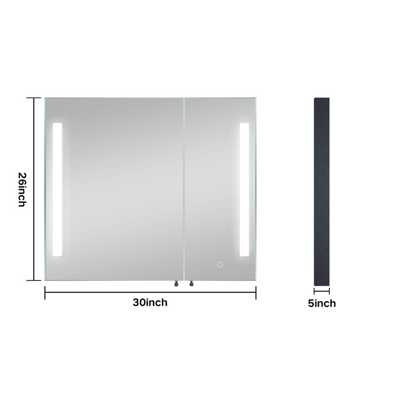 30'' x 26'' Surface or Recessed Mount Medicine Cabinet with Mirror LED
