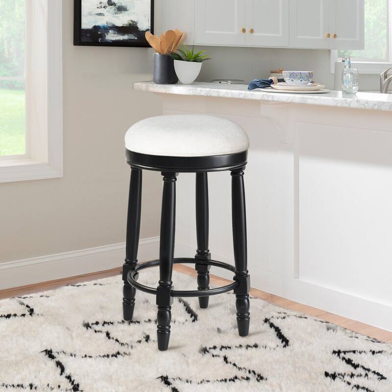 Bar Stools Set of 2, 26" Counter Height, 360° Swivel Wooden Bar stool with Fabric Upholstered Seat