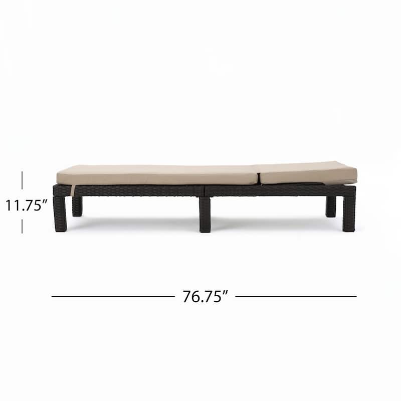 Outdoor CHAISE LOUNGE, DARK BROWN FRAME WITH BEIGE CUSHION