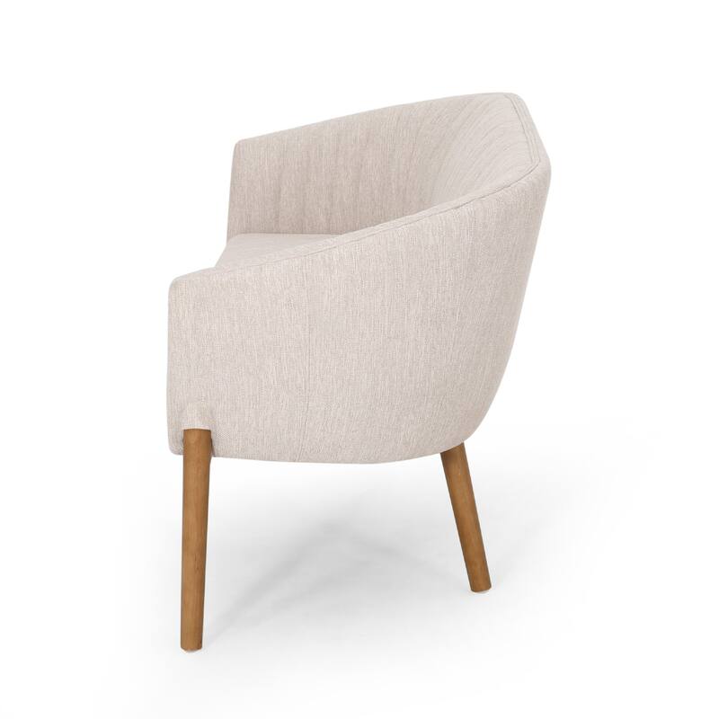 Fery Loveseat, Beige Fabric Channel Stitched Back, Brown Wood 55 Inch