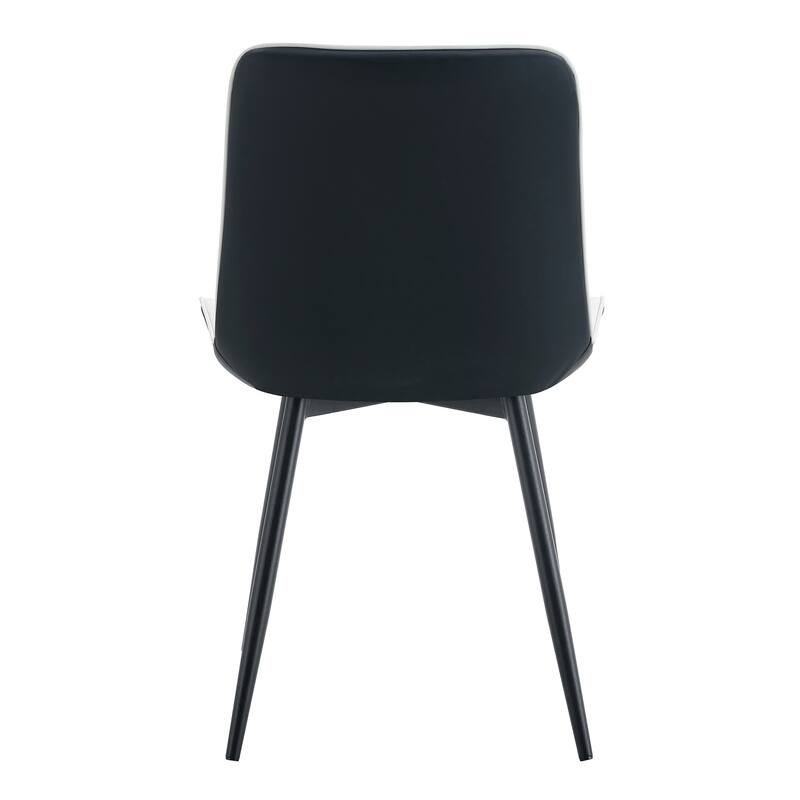 Dining Chair Set of 4 PU Extended Seating with Black Metal Legs