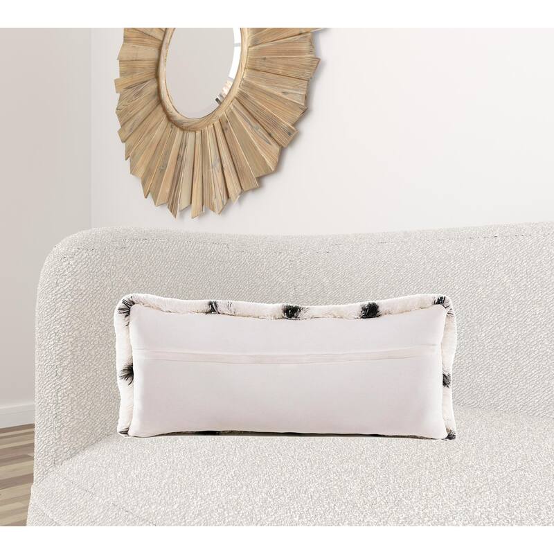 HomeRoots 14" X 36" Black And White Polyester Geometric Zippered Pillow