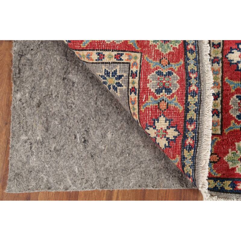 Geometric Kazak Oriental Accent Rug Handmade Grey Wool Carpet - 2'0"x 2'11"