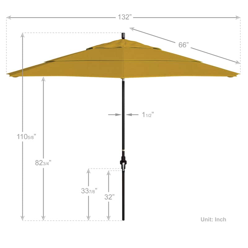 California Umbrella 11' Rd Golden State Series Patio Umbrella Bronze Aluminum Frame Crank Lift Collar Tilt Sunbrella
