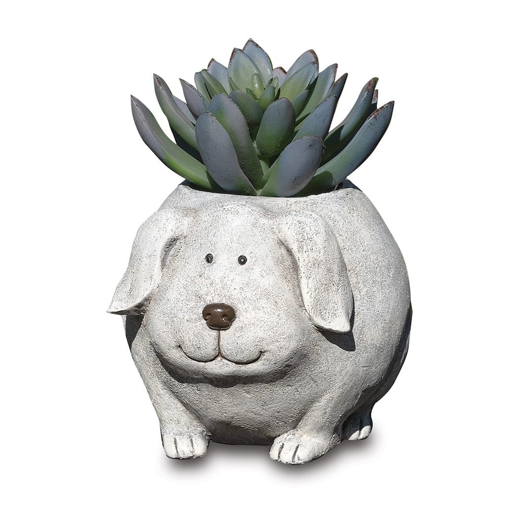 Curata Stone Resin Mini Dog Pudgy Planter