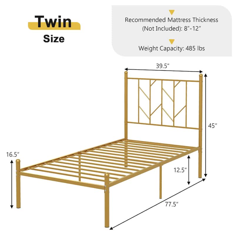 Gymax Twin Size Platform Bed Frame Heavy-duty Metal Bed Frame w/Sturdy