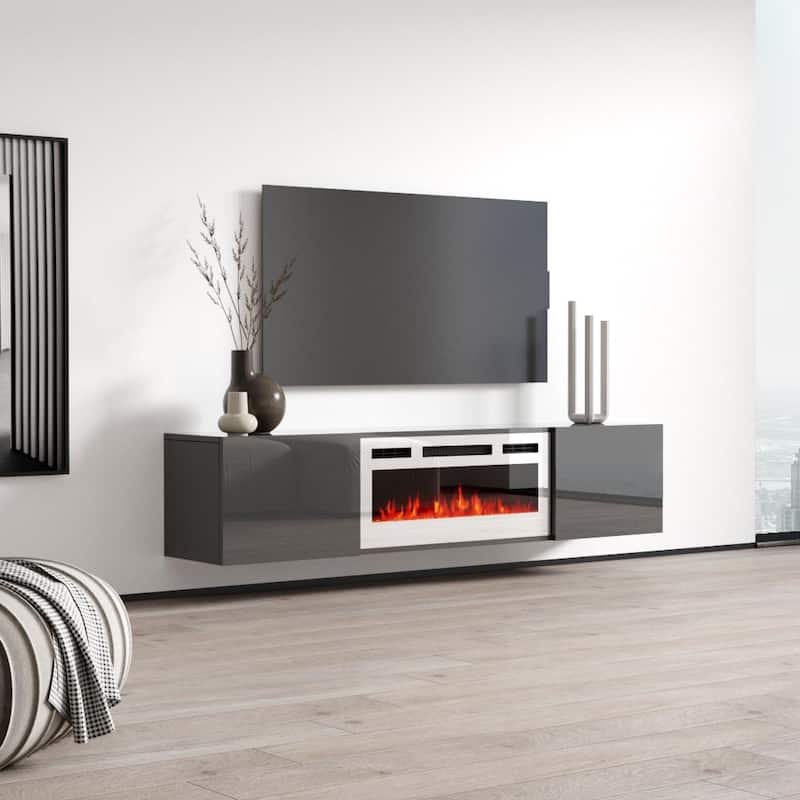 Cali WH-EF Wall Mounted Electric Fireplace Modern 72" TV Stand